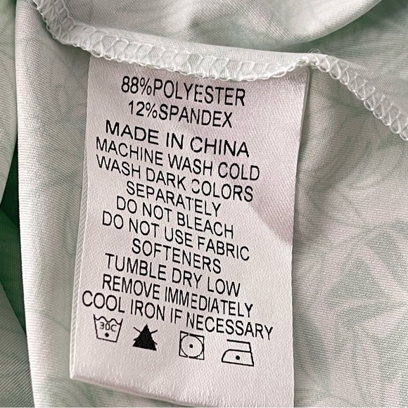 FN3P Polo Mens Large Geometric Print Bright Green Leaves Golf Polo Shirt Stretch - Picture 9 of 9